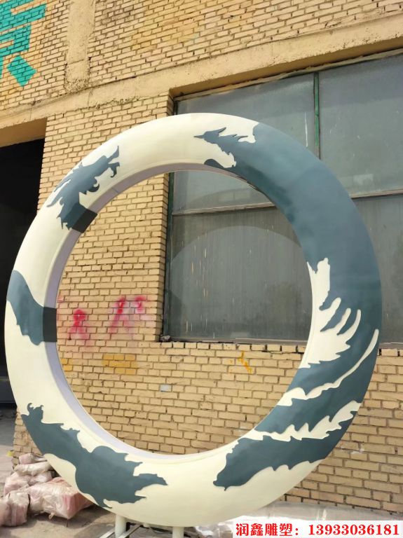 不锈钢龙凤圆环雕塑 灯光4